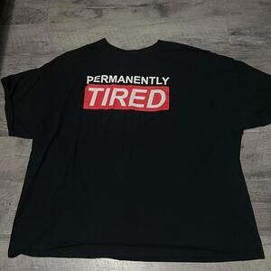 Black 'Permanently Tired' Graphic T-Shirt